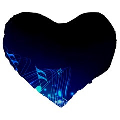Abstract Musical Notes Purple Blue Large 19  Premium Heart Shape Cushions