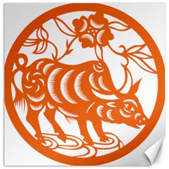 Chinese Zodiac Cow Star Orange Canvas 20  X 20   by Mariart