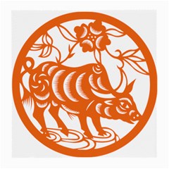 Chinese Zodiac Cow Star Orange Medium Glasses Cloth by Mariart