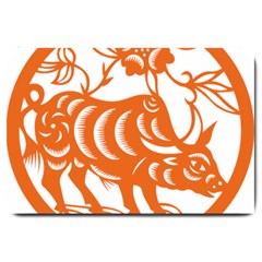 Chinese Zodiac Cow Star Orange Large Doormat 