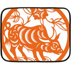 Chinese Zodiac Cow Star Orange Fleece Blanket (mini)
