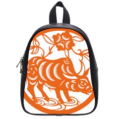 Chinese Zodiac Cow Star Orange School Bags (small)  by Mariart