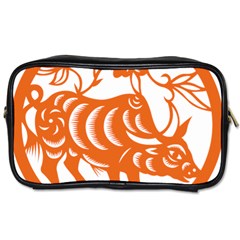 Chinese Zodiac Cow Star Orange Toiletries Bags by Mariart