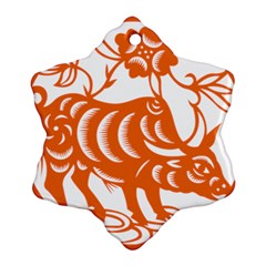 Chinese Zodiac Cow Star Orange Ornament (snowflake)