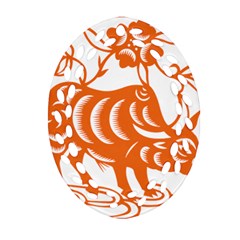 Chinese Zodiac Cow Star Orange Ornament (oval Filigree) by Mariart