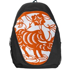 Chinese Zodiac Cow Star Orange Backpack Bag