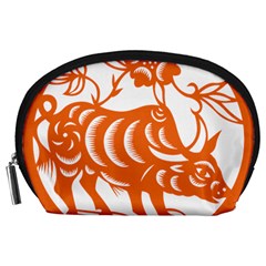 Chinese Zodiac Cow Star Orange Accessory Pouches (large)  by Mariart