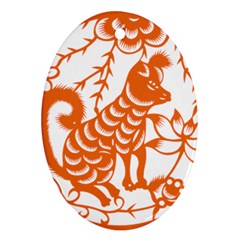 Chinese Zodiac Dog Star Orange Ornament (oval)