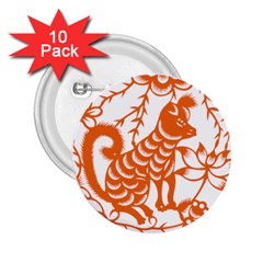 Chinese Zodiac Dog Star Orange 2 25  Buttons (10 Pack) 