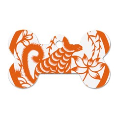 Chinese Zodiac Dog Star Orange Dog Tag Bone (one Side) by Mariart