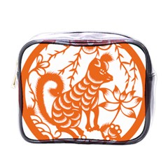 Chinese Zodiac Dog Star Orange Mini Toiletries Bags