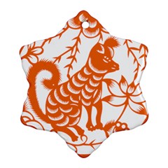 Chinese Zodiac Dog Star Orange Snowflake Ornament (two Sides)