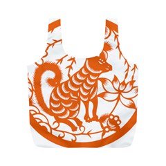 Chinese Zodiac Dog Star Orange Full Print Recycle Bags (m)  by Mariart