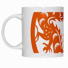 Chinese Zodiac Dragon Star Orange White Mugs