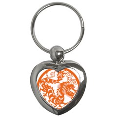 Chinese Zodiac Dragon Star Orange Key Chains (Heart) 