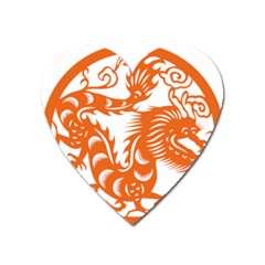 Chinese Zodiac Dragon Star Orange Heart Magnet