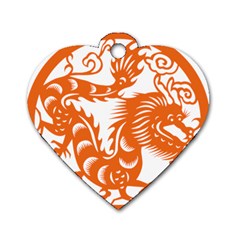 Chinese Zodiac Dragon Star Orange Dog Tag Heart (One Side)