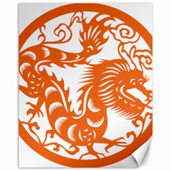 Chinese Zodiac Dragon Star Orange Canvas 11  x 14  