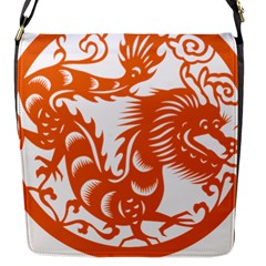 Chinese Zodiac Dragon Star Orange Flap Messenger Bag (S)