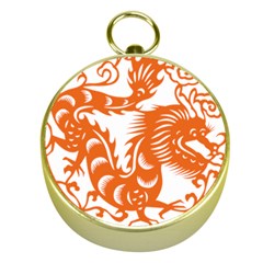 Chinese Zodiac Dragon Star Orange Gold Compasses