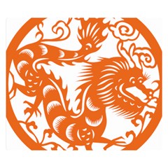 Chinese Zodiac Dragon Star Orange Double Sided Flano Blanket (Small) 