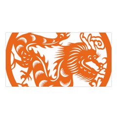 Chinese Zodiac Dragon Star Orange Satin Shawl