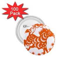 Chinese Zodiac Horoscope Horse Zhorse Star Orangeicon 1 75  Buttons (100 Pack) 