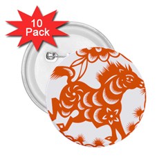 Chinese Zodiac Horoscope Horse Zhorse Star Orangeicon 2 25  Buttons (10 Pack) 
