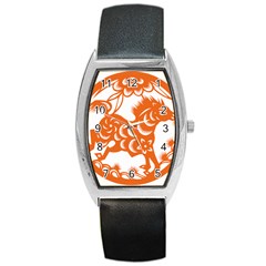 Chinese Zodiac Horoscope Horse Zhorse Star Orangeicon Barrel Style Metal Watch