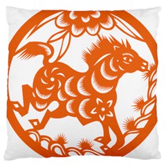 Chinese Zodiac Horoscope Horse Zhorse Star Orangeicon Large Cushion Case (two Sides) by Mariart