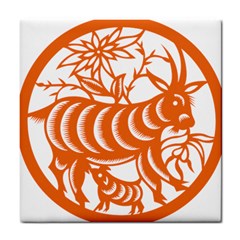 Chinese Zodiac Goat Star Orange Tile Coasters