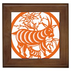 Chinese Zodiac Goat Star Orange Framed Tiles