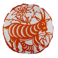 Chinese Zodiac Goat Star Orange Large 18  Premium Round Cushions