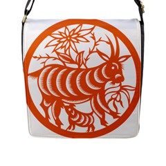 Chinese Zodiac Goat Star Orange Flap Messenger Bag (l) 