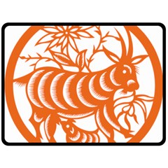 Chinese Zodiac Goat Star Orange Double Sided Fleece Blanket (large) 