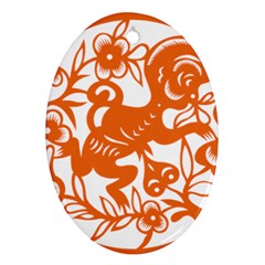 Chinese Zodiac Horoscope Monkey Star Orange Ornament (oval) by Mariart