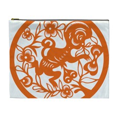 Chinese Zodiac Horoscope Monkey Star Orange Cosmetic Bag (xl)