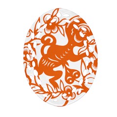 Chinese Zodiac Horoscope Monkey Star Orange Ornament (oval Filigree) by Mariart