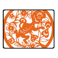 Chinese Zodiac Horoscope Monkey Star Orange Double Sided Fleece Blanket (small)  by Mariart