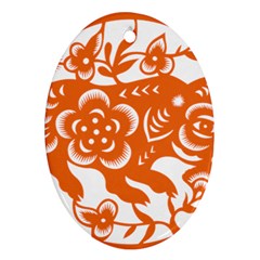 Chinese Zodiac Horoscope Pig Star Orange Ornament (oval)
