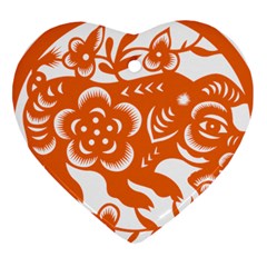 Chinese Zodiac Horoscope Pig Star Orange Ornament (heart)