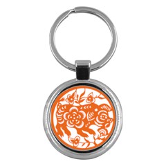 Chinese Zodiac Horoscope Pig Star Orange Key Chains (round)  by Mariart