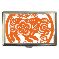 Chinese Zodiac Horoscope Pig Star Orange Cigarette Money Cases by Mariart