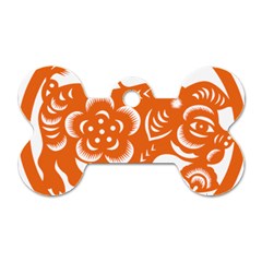 Chinese Zodiac Horoscope Pig Star Orange Dog Tag Bone (one Side) by Mariart