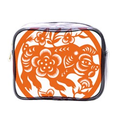 Chinese Zodiac Horoscope Pig Star Orange Mini Toiletries Bags by Mariart