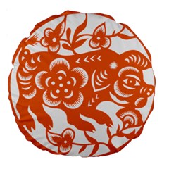 Chinese Zodiac Horoscope Pig Star Orange Large 18  Premium Round Cushions by Mariart