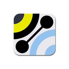 Circle Line Chevron Wave Black Blue Yellow Gray White Rubber Square Coaster (4 Pack)  by Mariart