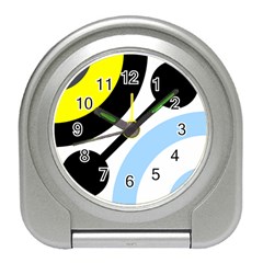 Circle Line Chevron Wave Black Blue Yellow Gray White Travel Alarm Clocks