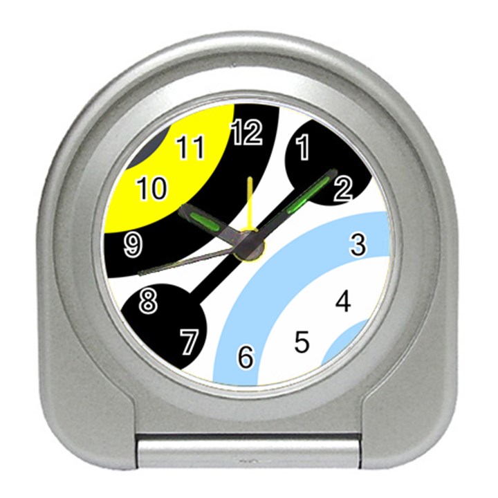 Circle Line Chevron Wave Black Blue Yellow Gray White Travel Alarm Clocks