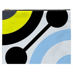 Circle Line Chevron Wave Black Blue Yellow Gray White Cosmetic Bag (xxxl)  by Mariart